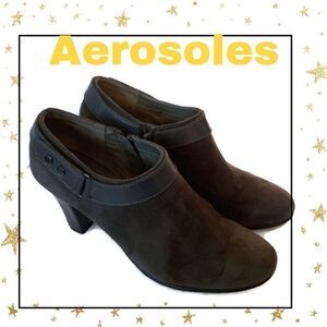 Aerosoles Gray Suede Zipper Ankle Booties 8.5